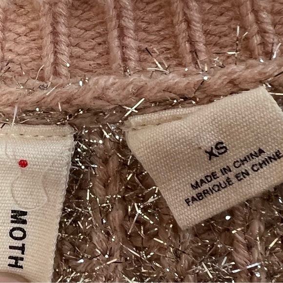 Moth pink and gold stripe crew pullover sweater - Picture 7 of 7